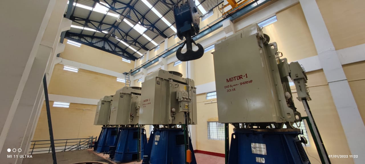 Motor erected in pumphouse